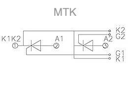 Cathode wiring diagram (common cathode circuit) of MTK thyristor modules