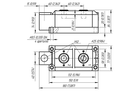 Dimensions of diode modules MD5-1000-28-D