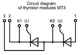 Thyristor module connection diagram MT3-1000-12-D
