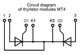 Thyristor module connection diagram MT4-160-22-F