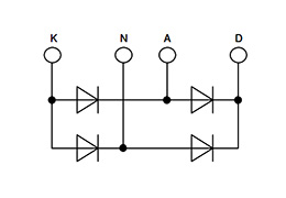 VBO21-08NO7 Single Phase Diode Bridge Circuit diagram