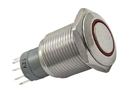 Кнопки антивандальные LAS2-GQF-11E/R, диаметр 18 мм, on-(on), без фиксации