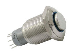 Кнопки антивандальные LAS2-GQH-11ZE/B, диаметр 18 мм, on-on, c фиксацией