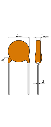 Габаритные размеры высоковольтных керамических конденсаторов К15-5, К10-62