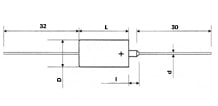 Схема, чертеж габаритных и установочных размеров конденсаторов электролитических К53-14