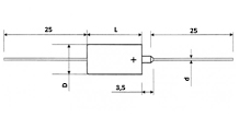 Схема, чертеж габаритных и установочных размеров конденсаторов электролитических К53-1АВ