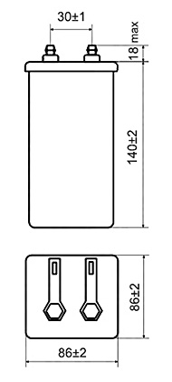 Габаритные и установочные размеры конденсаторов МБГВ 130мкФ, 160мкФ