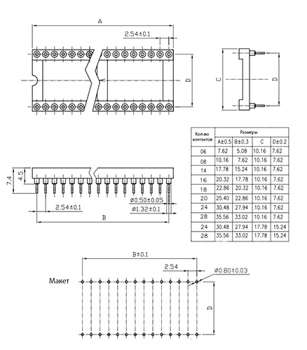 Габаритные размеры панельки SCSM-06 TRS-06