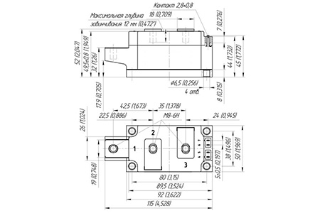 Размеры тиристорного модуля МТ4-160-36-C1