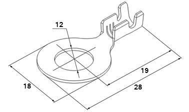 Схема наконечника кольцевого неизолированного DJ431-12C 2,0-2,5 мм² Ø 12,0 мм