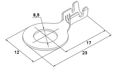 Схема наконечника кольцевого изолированного DJ431-8B 1,0-1,5мм2 Ø 8,5 мм