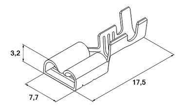 Схема наконечника плоского неизолированного DJ622-D6,3A 0,5-0,8 мм² 0,8х6,3 мм