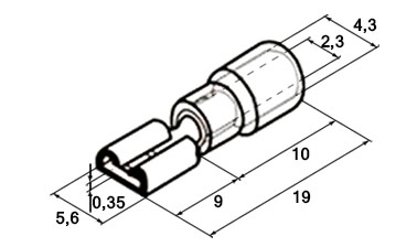 Схема наконечника плоского изолированного FDD2-187(8) 1,5-2,5 мм² 0,8×4,75 мм