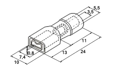 Схема наконечника плоского изолированного FDFNY5.5-250 4-6 мм² 0,8×6,35 мм