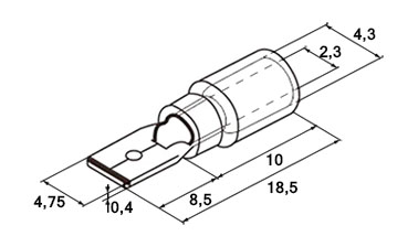 Схема наконечника плоского изолированного MDD2-187(8) 1,5-2,5 мм² 0,8×4,75 мм