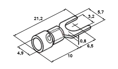 Схема наконечника вилочного изолированного SV2-3.2 1,5-2,5 мм² Ø 3,2 мм