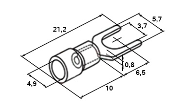 Схема наконечника вилочного изолированного SV2-3.7 1,5-2,5 мм² Ø 3,7 мм