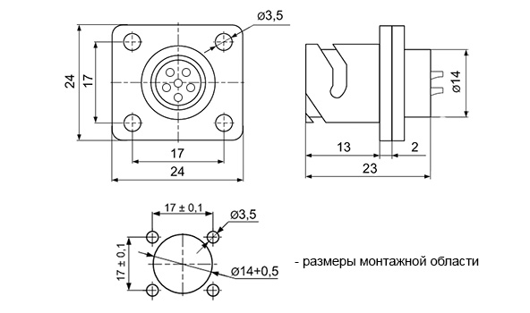 Размеры FQ14-6pin ZJ