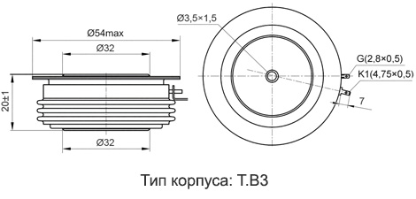 Размеры тиристора ТБ933
