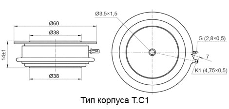 Корпус тиристора ТБИ343-400, ТБИ343-500, ТБИ343-630